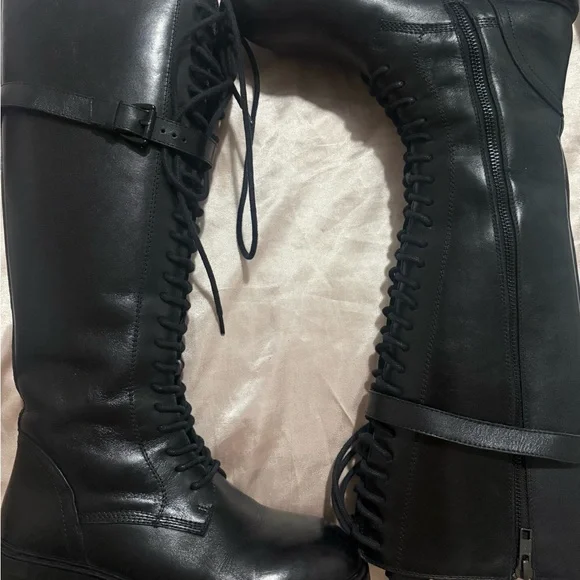 Ann Demeulemeester Danny Black Leather Lace-Up Combat Boots-37 - Picture 10 of 13